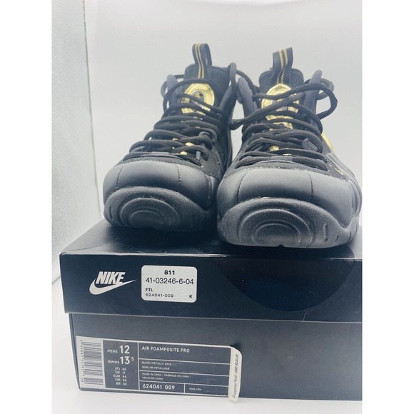 Nike Air Foamposite Pro Black Metallic Gold 2018 Size 12 624041-009 With OG Box main image 4